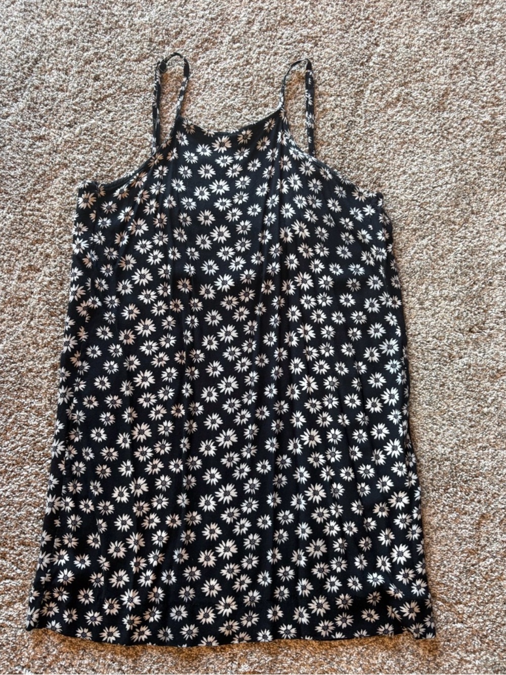 Black Daisy Print Spaghetti Strap Women's Tank Top